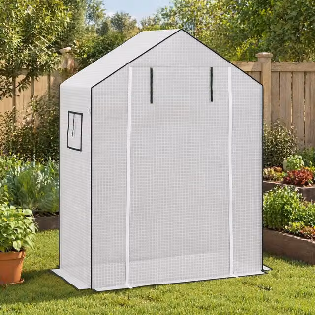 STILVORA White Plastic Greenhouse Cover Replacement W/D/H: 140 x 73 x 190 cm