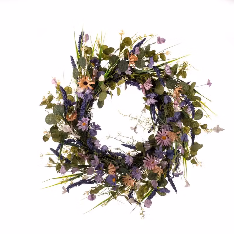Scottish Everlastings Ltd Round Spring Floral Wreath in Purple, White and Green, Diameter: 56 cm – 2