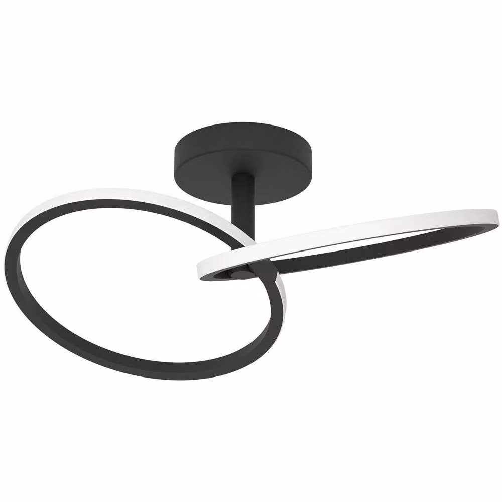 Loops Black LED Ring Ceiling Light with Semi Flush Minimalist Design – 2