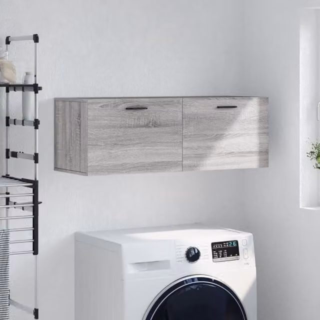 Berkfield Home Wall Mounted Cabinet in Grey, W: 100 cm, D: 36.5 cm, H: 35 cm