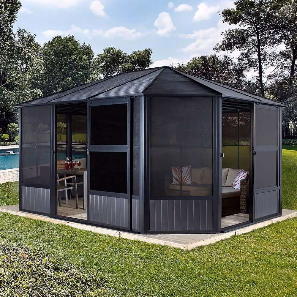 Sojag Charleston Solarium in Grey, W: 488.6 cm, D: 383.6 cm, H: 280.8 cm – 2