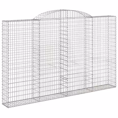 vidaXL Arched Gabion Basket in Silver, Galvanised Steel, W: 300 cm, D: 30 cm, H: 180/200 cm