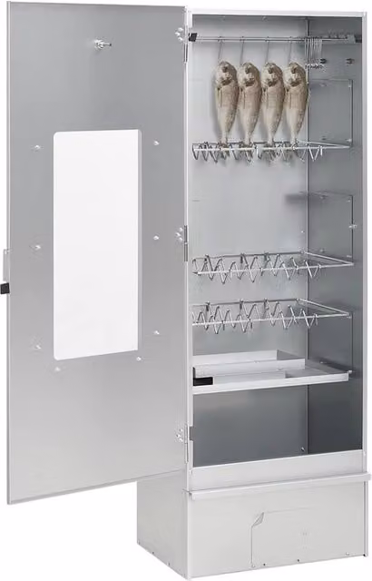 Berkfield Home Durable Vertical BBQ Oven Smoker with Wood Chips, Galvanised Steel, Silver, W: 44.5 cm, D: 29 cm, H: 110 cm – 1
