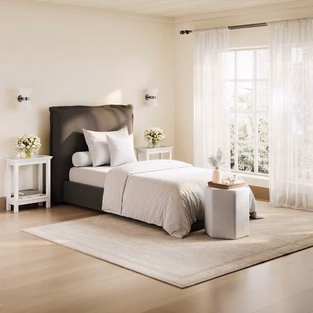LPD Home Sunday Upholstered Single Bed in Grey, 90 x 190 cm