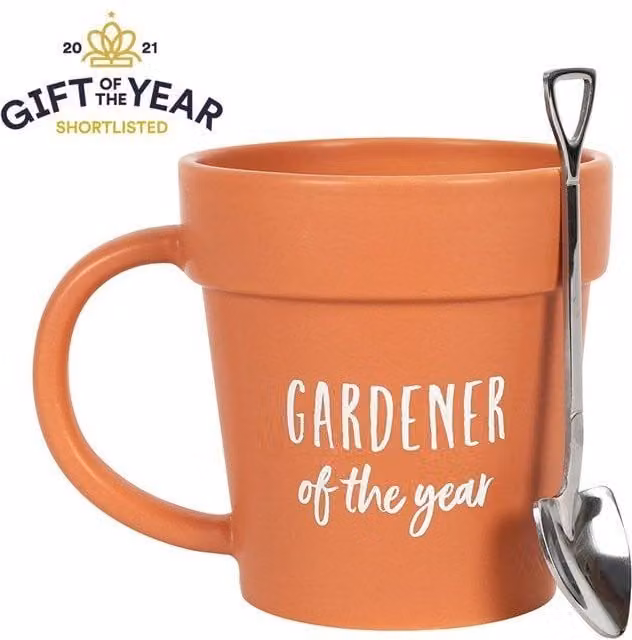 KDMD Gardener of the Year Orange Ceramic Pot Mug and Shovel Spoon Set – 1