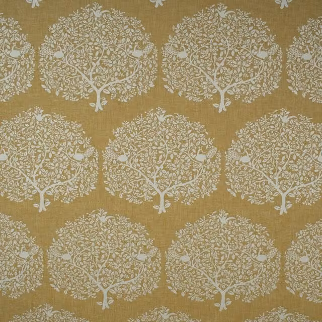 Terrys Tree Of Life Fabric Ochre Yellow Nature Print Adult Bedding
