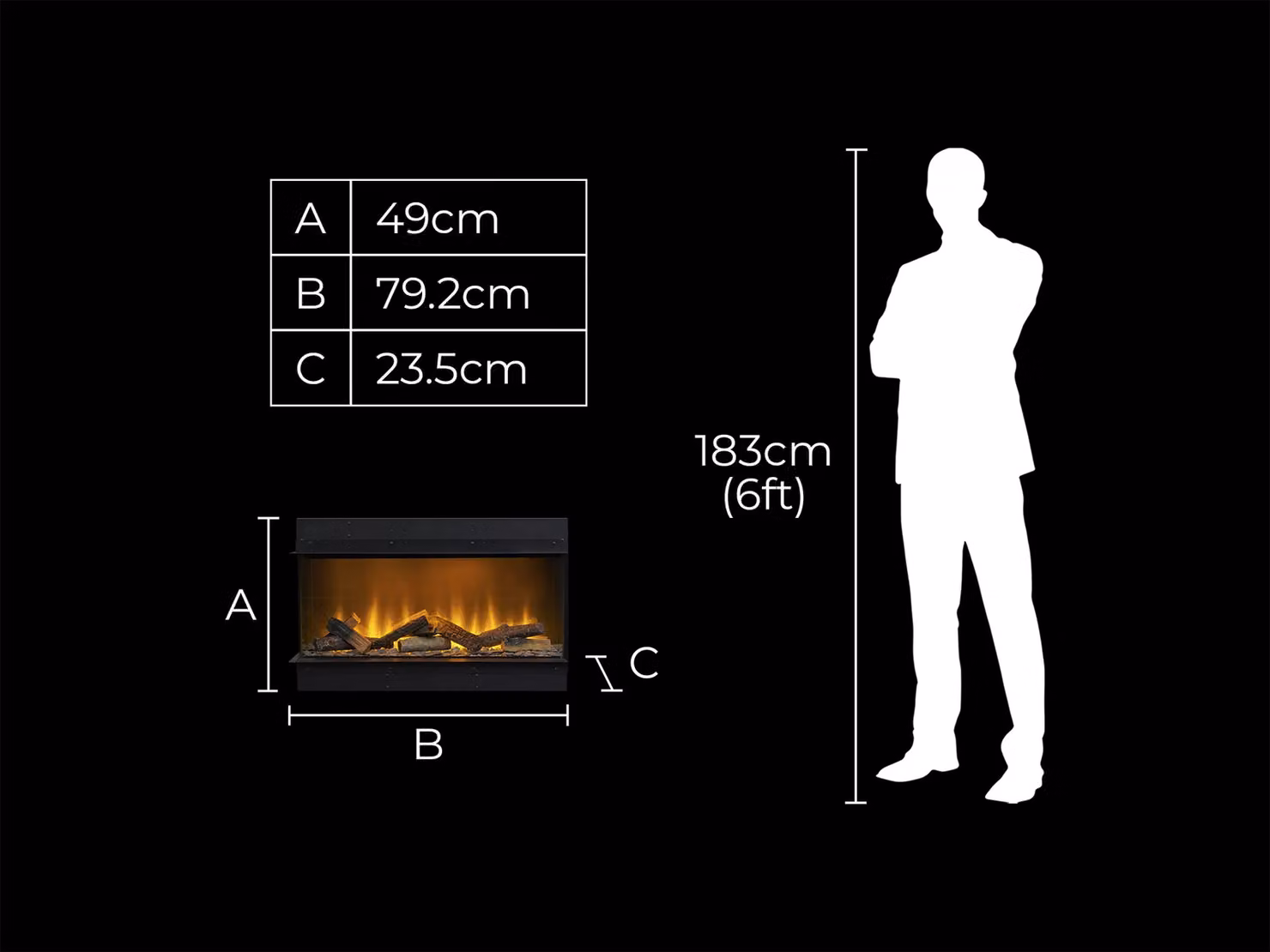Acantha Aspire 75 Corner View Media Wall Electric Fire, Black – 4