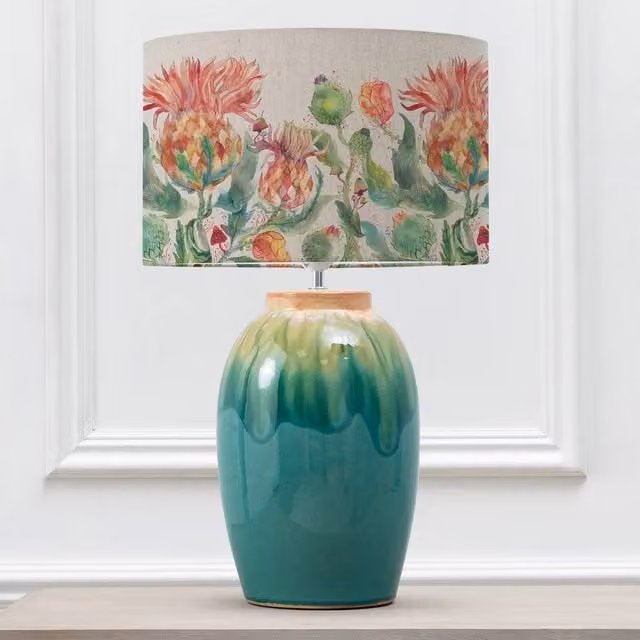 Voyage Maison Eucalypt Ceramic Table Lamp with Blue Thistle Eva Fabric Lampshade – 1