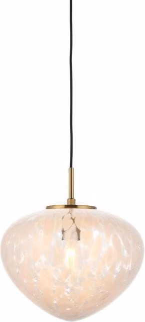Netlighting Mali Globe Pendant Light with Brass Plate and White Confetti Glass, E27
