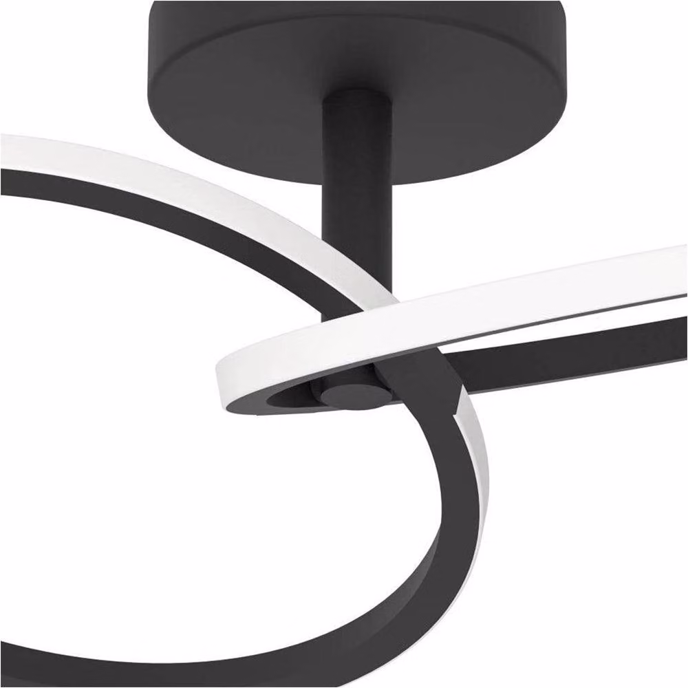 Loops Black LED Ring Ceiling Light with Semi Flush Minimalist Design – 3