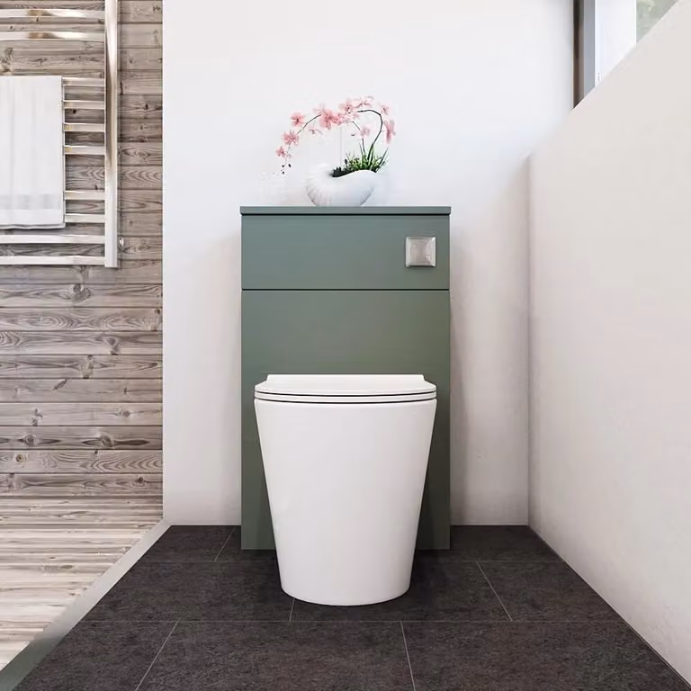 Balterley Contemporary Compact WC Toilet Unit in Matt Satin Green, Width: 50 cm