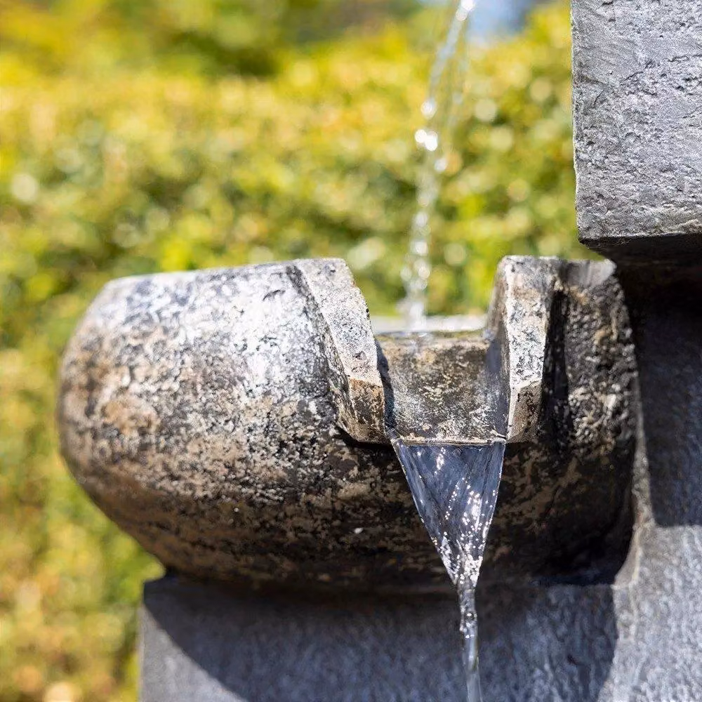 Primrose Tavira Cascading Tiered Bowls Water Feature with Lights in Grey, Height: 66 cm – 5