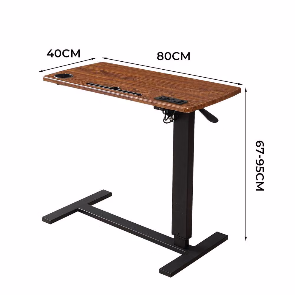 Levede Height Adjustable Standing Desk with Folding Top and Castors in Brown – 4