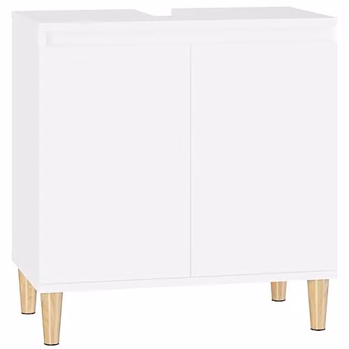 vidaXL Freestanding White Bathroom Sink Cabinet with Hinged Doors, W/D/H: 58 x 33 x 60 cm