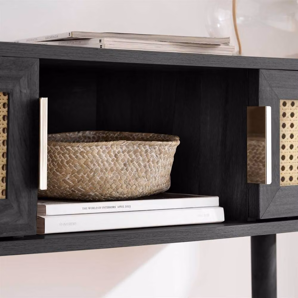 Birlea Noah Rattan and Wood Console Table in Black – 3