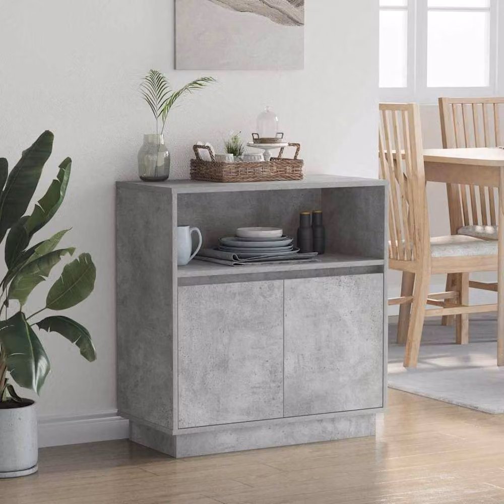 Berkfield Home Modern Sideboard with Integrated LED Lighting in Concrete Grey, W: 75 cm, D: 34.5 cm, H: 71 cm – 2