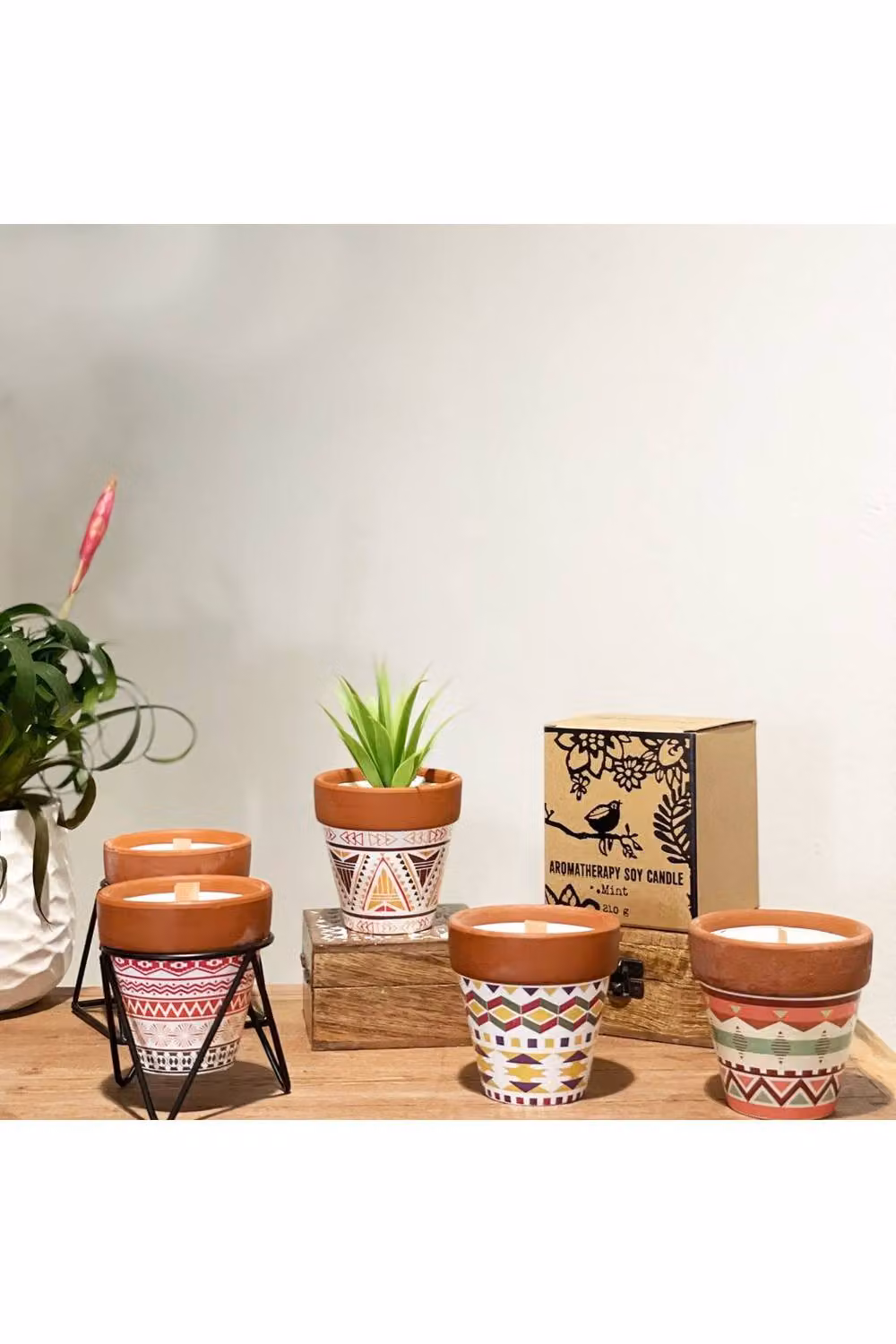 Agnes & Cat Sage Herb Garden Soy Candle with Wooden Wick in White – 3