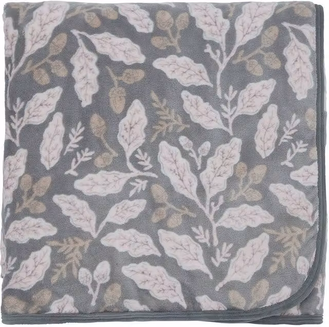 Helena Springfield Acorns Fleece Throw in Charcoal and Grey, W/D/H: 140 x 180 cm