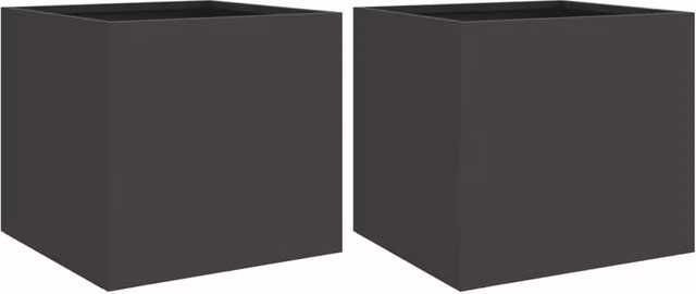 Berkfield Home Steel Planter Tub, 2 Pack, Black, W: 32 cm, D: 30 cm, H: 29 cm