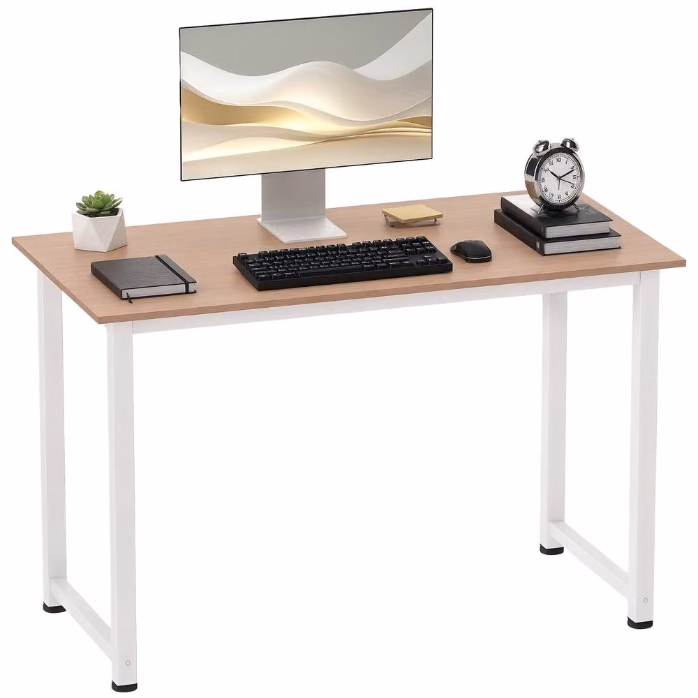 HOMCOM Modern White Computer Desk and Dining Table for Home Office or Dining Room, W/D/H: 120 x 100 x 76 cm – 2