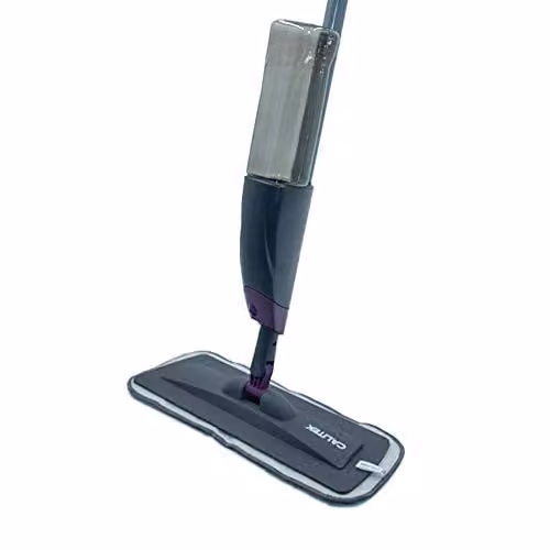 CALITEK Purple Microfibre Spray Mop with 2 Reusable Pads and 600ml Refillable Bottle for Hardwood, Marble, Tile, Laminate and Ceramic Floors – 1