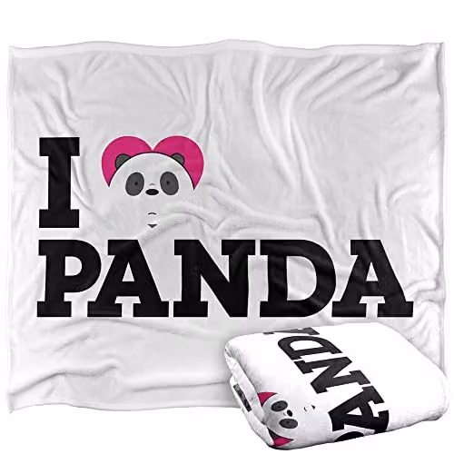 LOGOVISION We Bare Bears Heart Panda Super Soft Fleece Throw Blanket, White, W/D/H: 152 x 127 cm