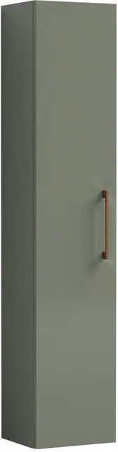 Balterley Bramshall Modern Matt Green Wall Mounted Tall Storage Unit with Soft Close Hinged Doors and Internal Shelves