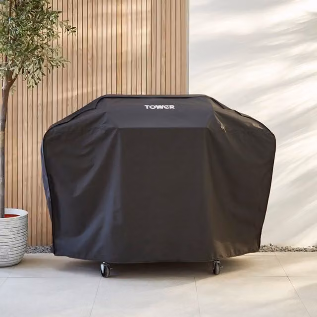 Tower Black Polyester and PVC Gas Grill Cover