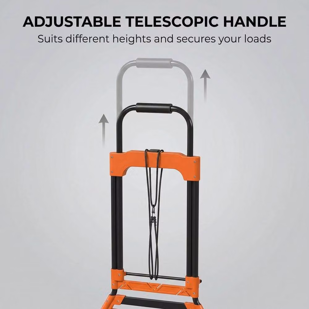 NESTLUNE Heavy Duty Foldable Trolley on Wheels, Black and Orange, W: 52 cm, D: 52 cm, H: 52 cm – 3