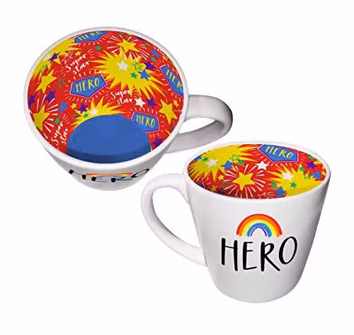 Hero Rainbow Design Ceramic Mug in Multicolour and Green