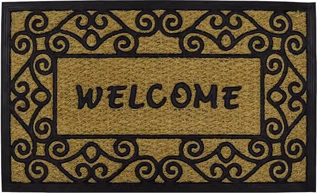 JVL Woven Coir and Rubber Tuffscrape Doormat in Beige and Brown, W: 45 cm, D: 75 cm