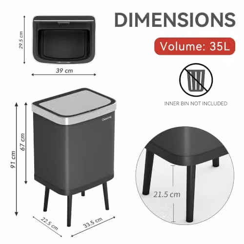 MCC Direct Smart Sensor Motion Activated Kitchen Waste Bin, 35L, Grey – 2