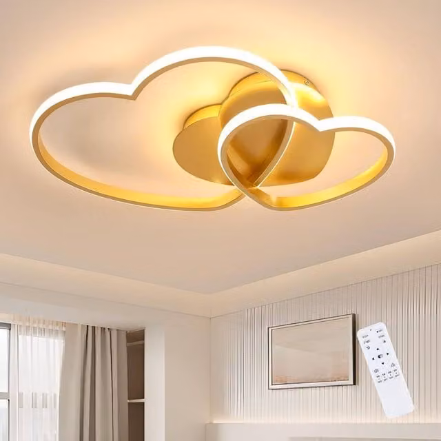 Goeco Dimmable Heart Shape LED Ceiling Light in Gold