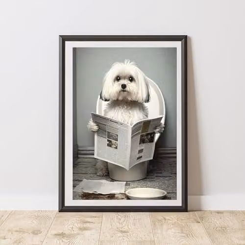 60 Second Makeover Maltese On The Toilet Paper Poster, A3, Multicolour