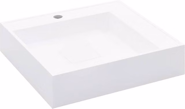 Berkfield Home Square Mineral Cast Wash Basin, White, W/D/H: 50 x 50 x 12.3 cm