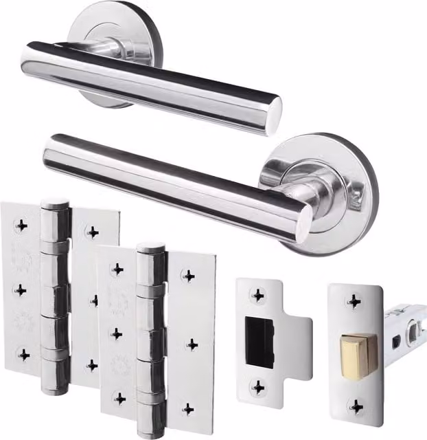 AFIT Chrome Door Handle Latch Pack Set