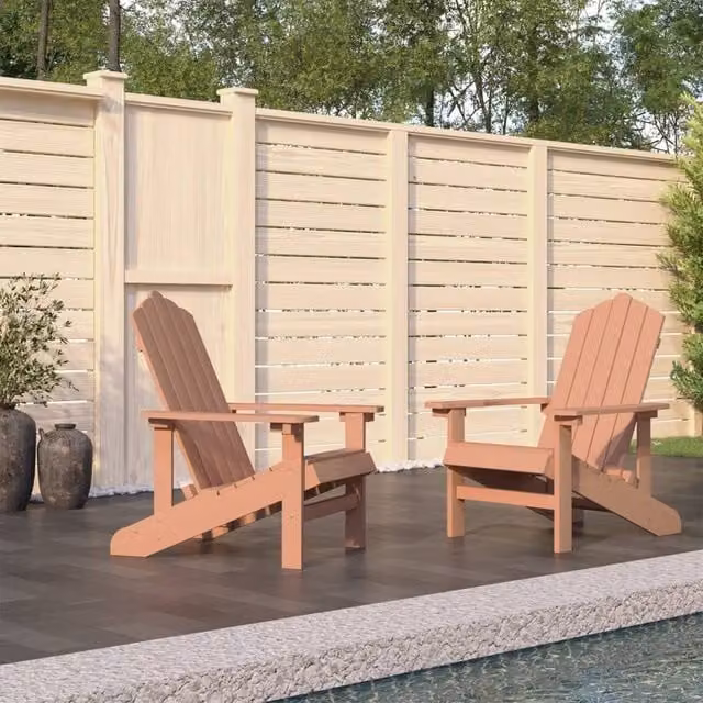 Berkfield Home Garden Adirondack Chairs, 2 Piece Set, Brown HDPE Composite