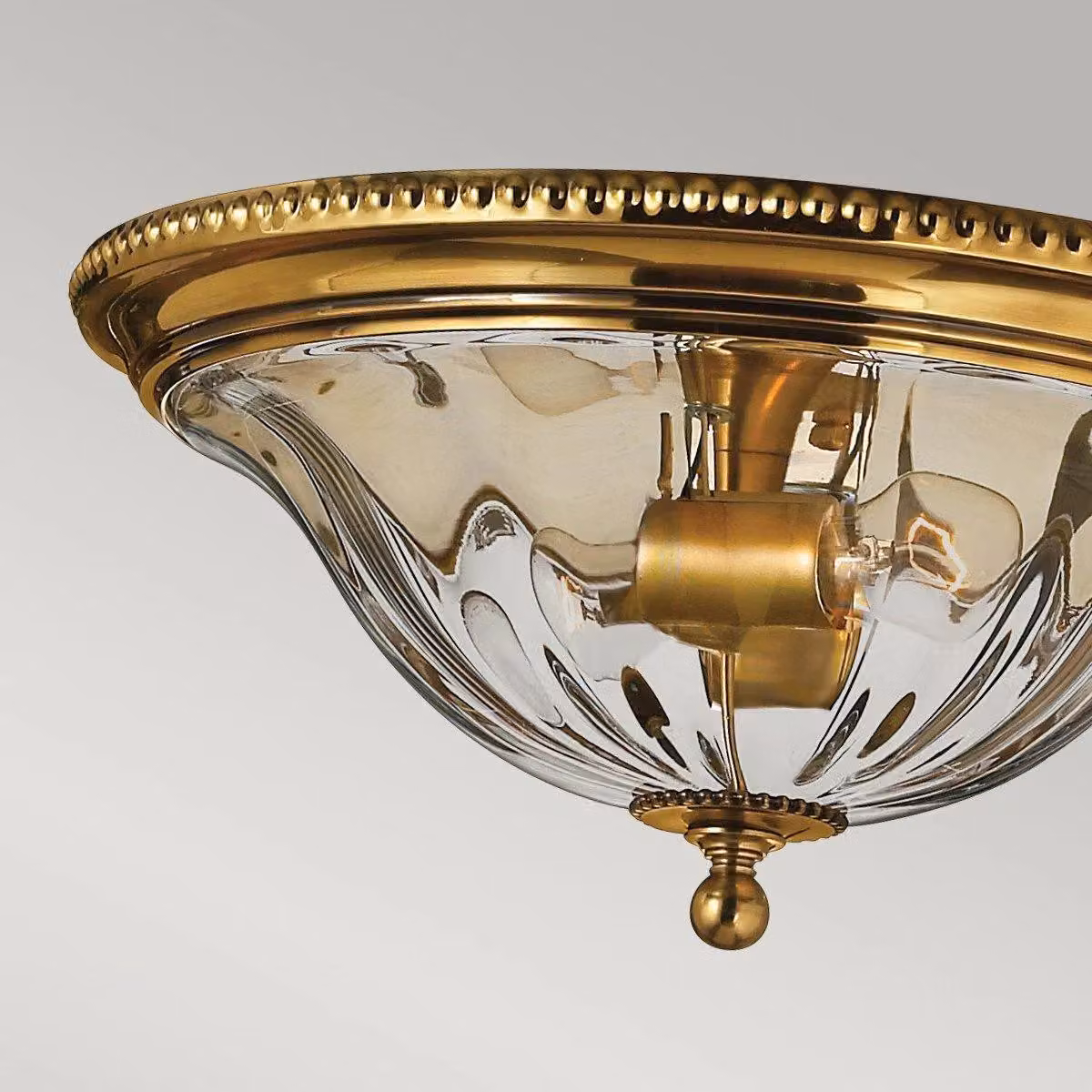 Netlighting Cambridge 2 Light Flush Mount Ceiling Light in Gold and Yellow with Transparent Glass and E27 Socket – 2