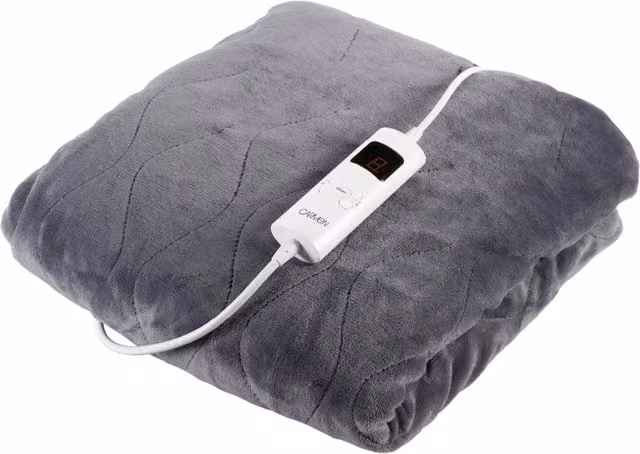 Carmen Grey Fleece Electric Over Blanket with Rapid Heat Up and Timer