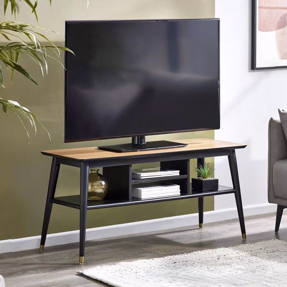 Cheshire Premium Dunbar Modern Media Unit in Walnut and Black – 2