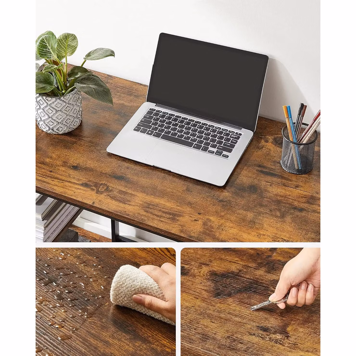 VASAGLE Industrial Computer Desk in Brown – 6