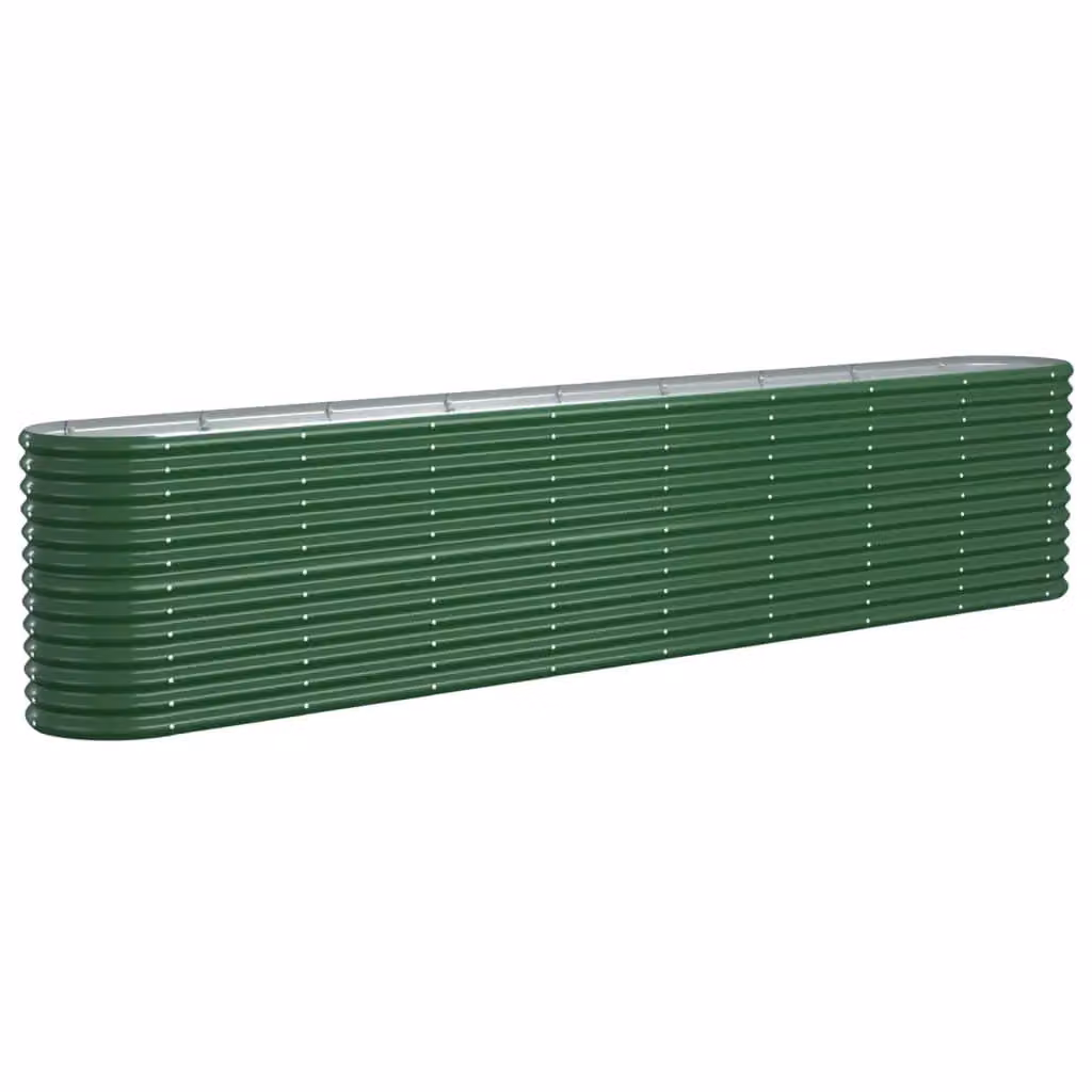 Berkfield Home Garden Powder-coated Steel Raised Bed in Green, W/D/H: 332 x 40 x 68 cm – 2