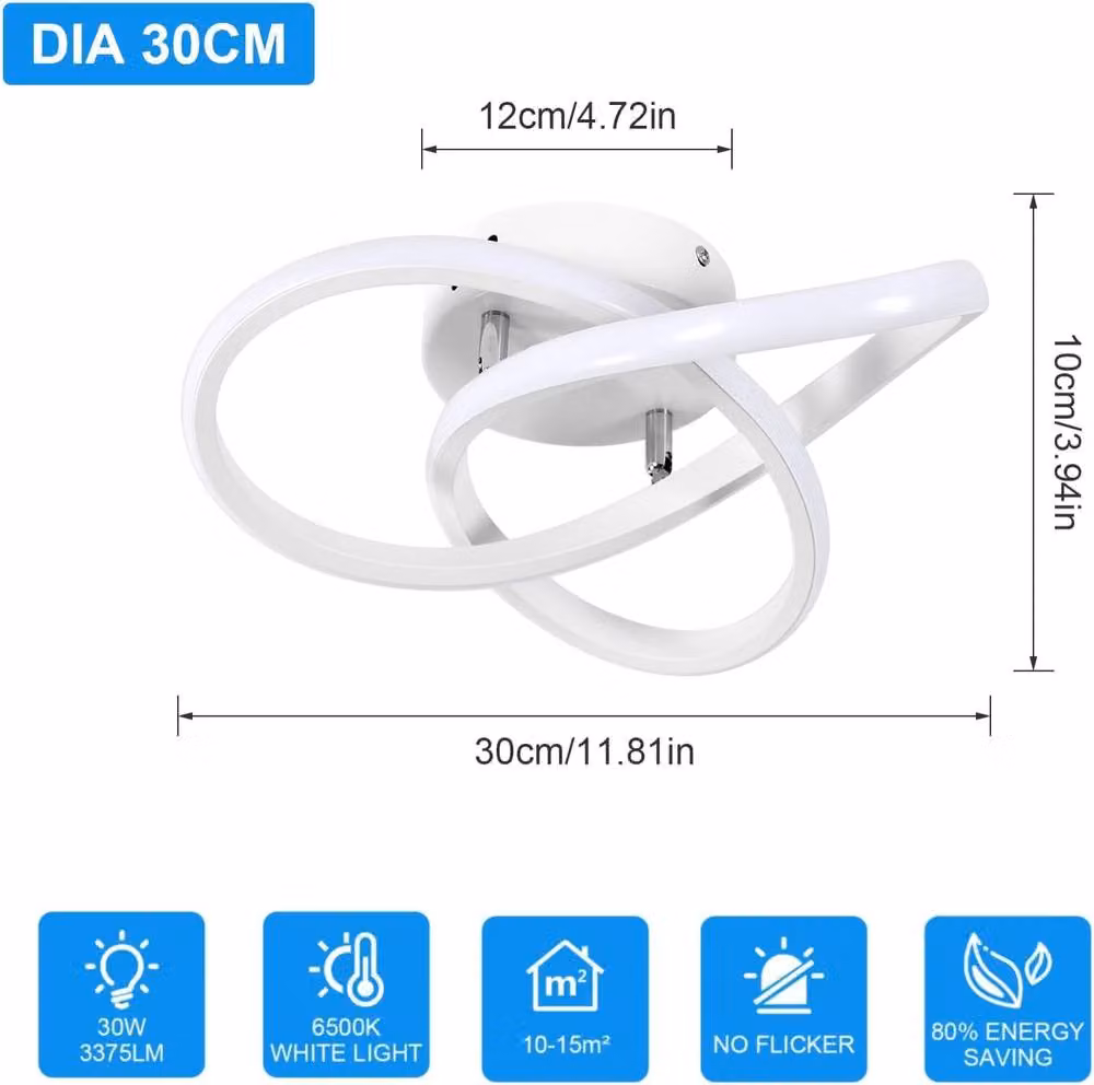 Goeco Modern Flower Design LED Ceiling Light in White, 6500K Cool White, Diameter: 30 cm – 2
