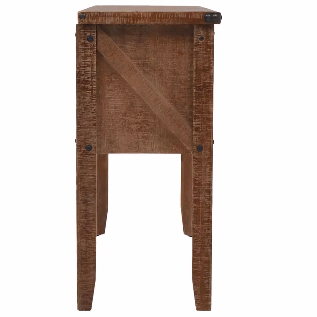 Berkfield Home Solid Fir Wood Console Table, Brown, W: 131 cm, D: 35.5 cm, H: 75 cm – 3