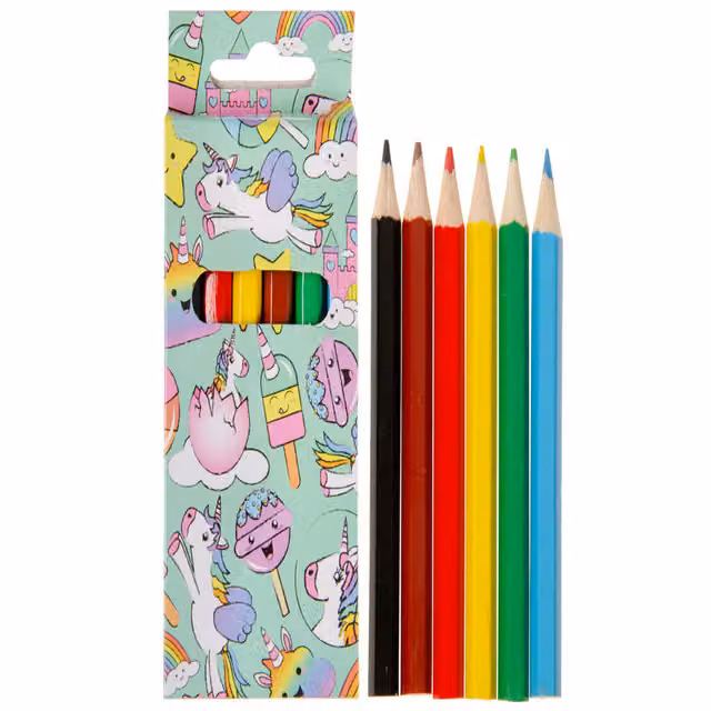 LG-Imports 12 Pack of Multicolour and White Unicorn Wax Coloured Pencils, 9 cm