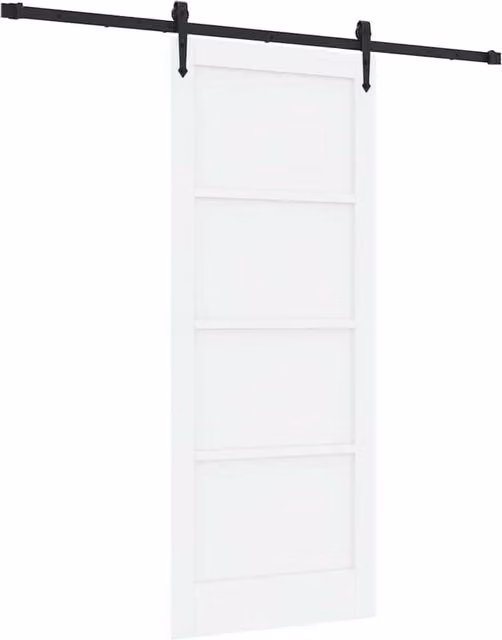 Berkfield Home Modern White Lacquered Solid Pine Sliding Door with Hardware Set W: 83 cm, H: 202 cm