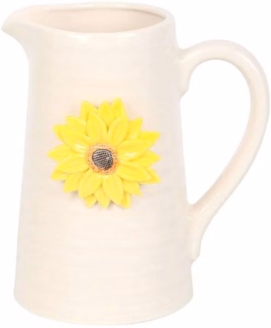 Something Different Hello Sunshine Ceramic Sunflower Flower Jug in Yellow and White