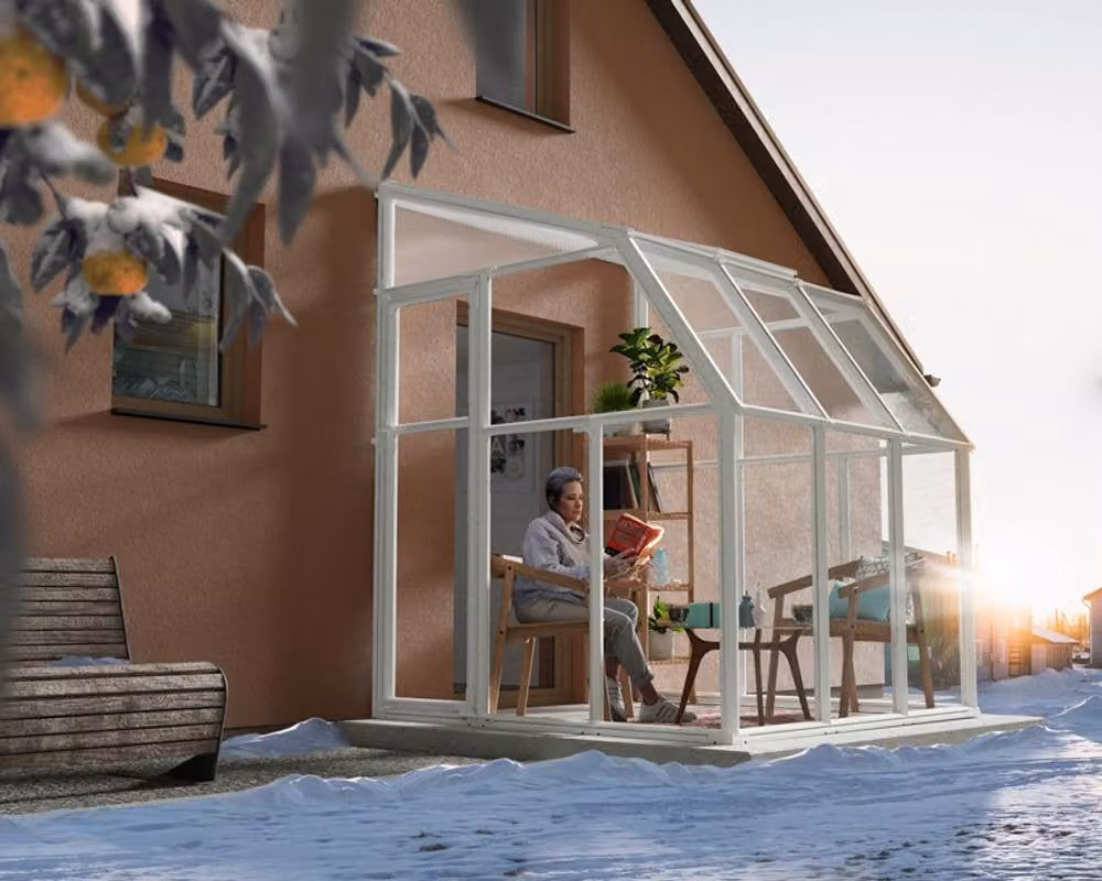 Palram Lean To Greenhouse Sun Room in White, W: 200.5 cm, D: 200 cm, H: 247 cm – 2