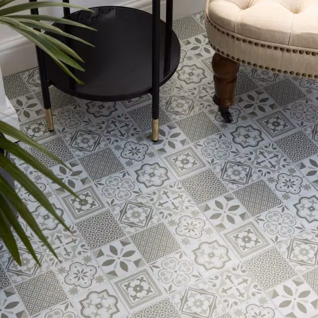 d-c-fix Oriental Tiles Green Self-adhesive Geometric Vinyl Floor Tiles