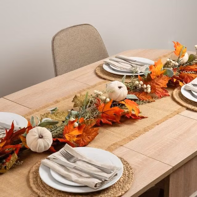 Scottish Everlastings Ltd Pumpkin Garland in Green and Orange, 150 cm